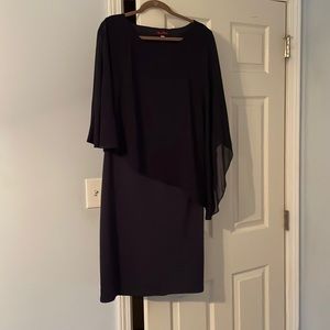 Dressy navy blue dress with cape sleeves size XL